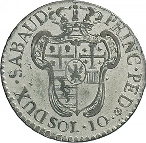 571R 10 soldi 1794 Scudo a cartoccio Torino Mistura di argento