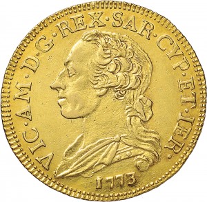 655D Mezzo carlino da 2,5 doppiette 1773 Scudo ovale a cartoccio Torino Oro