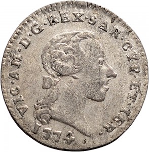 695D Mezzo reale da 2,6 soldi 1774 Scudo rotondo Torino Mistura di argento