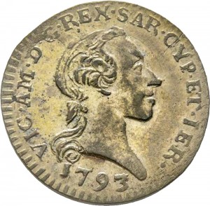 700D Mezzo reale da 2,6 soldi 1793 Scudo rotondo Torino Mistura di argento