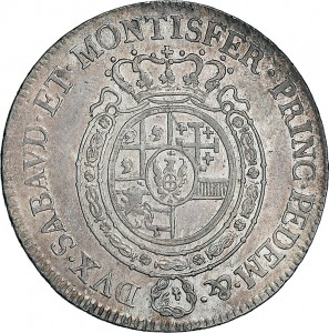 527R Mezzo scudo da 3 lire 1776 Scudo rotondo Torino Argento