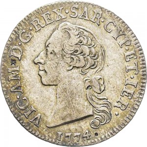 662D Mezzo scudo da 5 reali 1774 Scudo a cartoccio Torino Argento