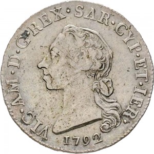 664D Mezzo scudo da 5 reali 1792 Scudo a cartoccio Torino Argento