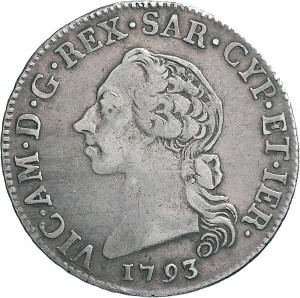 665D Mezzo scudo da 5 reali 1793 Scudo a cartoccio Torino Argento