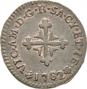 618D Mezzo soldo da 6 denari 1782 Cifre del sovrano Torino Mistura di argento