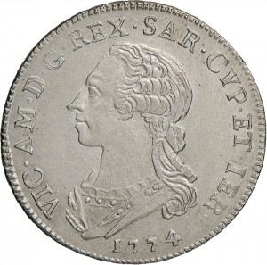 545D Quarto di scudo da 1,10 lire 1774 Scudo rotondo Torino Argento