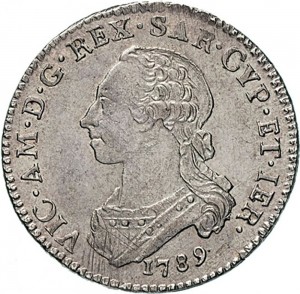 558D Quarto di scudo da 1,10 lire 1789 Scudo rotondo Torino Argento