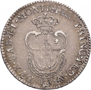 669R Quarto di scudo da 2,5 reali 1792 Scudo a cartoccio Torino Argento
