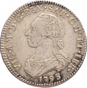 562D Quarto di scudo da 1,10 lire 1793 Scudo rotondo Torino Argento
