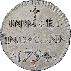 689R Reale da 5 soldi 1794 Iscrizione 2° tipo Cagliari Mistura di argento