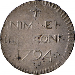 687R Reale da 5 soldi 1794 Iscrizione 2° tipo Cagliari Mistura di argento