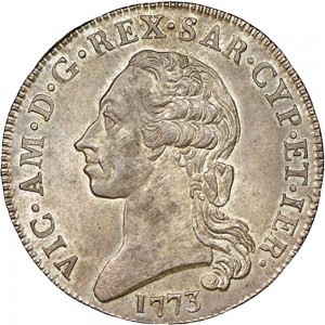 660D Mezzo scudo da 5 reali 1773 Scudo a cartoccio Torino Argento