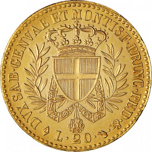 772R 20 lire 1821 Scudo gotico 2° tipo Torino Oro