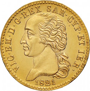 772D 20 lire 1821 Scudo gotico 2° tipo Torino Oro