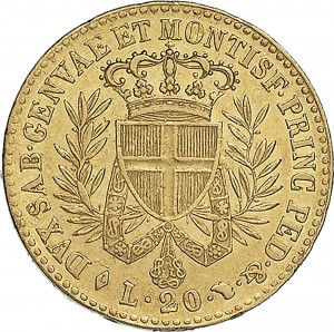 773R 20 lire 1821 Scudo gotico 2° tipo Torino Oro