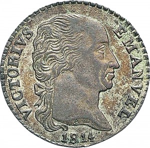 754D 2,6 soldi 1814 Aquila spiegata Torino Mistura di argento