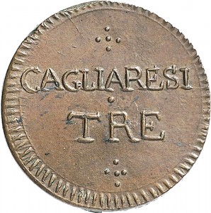 763R 3 cagliaresi da sei denari s.d. (1813) Valore Cagliari Rame