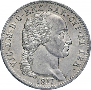 775D Scudo da 5 lire nuove di Piemonte 1817 Scudo sannitico 1° tipo Torino Argento