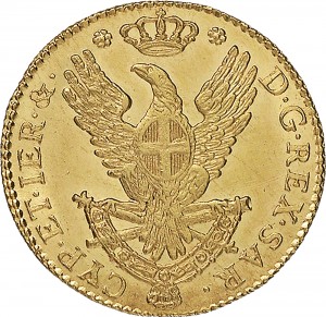 750R Doppia da 4 scudi 1814 Aquila spiegata 1° tipo Torino Oro