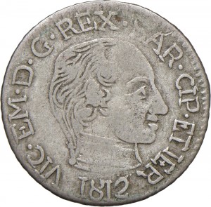 761D Reale da 5 soldi 1812 Scudo semirotondo 2° tipo Cagliari Mistura di argento