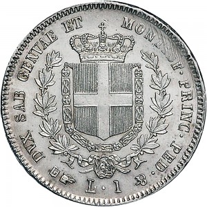 1075R Lira 1856 Scudo sannitico Torino Argento