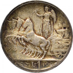 2615R 1 lira 1908 Italia su quadriga veloce 1° tipo Roma Argento Prova