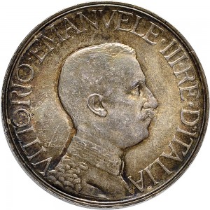 2615D 1 lira 1908 Italia su quadriga veloce 1° tipo Roma Argento Prova