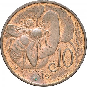 2643R 10 Centesimi 1919 Ape su fiore Roma Bronzo Prova