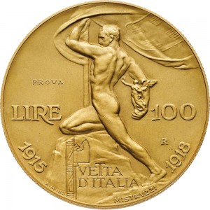 2570R 100 lire 1925 Fante vittorioso Roma Oro Prova