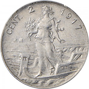 2655R 2 centesimi 1917 Italia marinara Roma Alluminio Prova