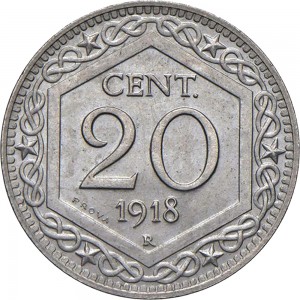 2636R 20 centesimi 1918 Valore entro esagono 3° tipo Roma Nichelio Prova