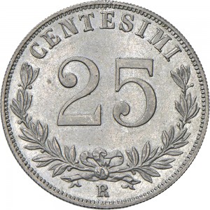 2631R 25 centesimi 1902 Aquila spiegata Roma Nichelio