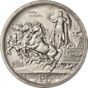 2598R 5 lire 1914 Italia su quadriga briosa Roma Argento Prova