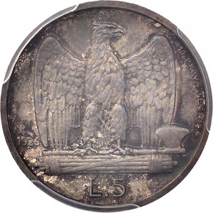 2603R 5 lire 1926 Aquila romana 3° tipo Roma Argento Prova