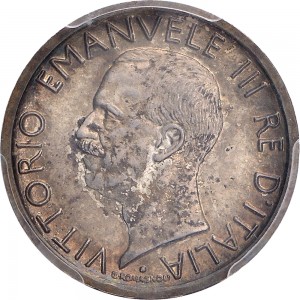 2603D 5 lire 1926 Aquila romana 3° tipo Roma Argento Prova