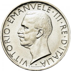 2607D 5 lire 1927 Aquila romana 3° tipo Roma Argento Prova