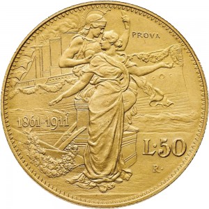 2573R 50 lire 1911 Italia e Roma genitrice Roma Oro Prova