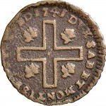 387R Cagliarese da 2 denari 1741 Croce piana 2° tipo Torino Rame