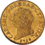 2657D Doppia da 4 scudi 1758 Scudo rotondo Torino Oro