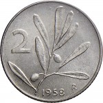 2285R 2 lire 1958 Ramo di ulivo Roma Alluminio