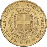 1024R 20 lire 1857 Scudo sannitico Genova Oro