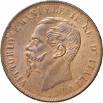 1224D 10 Centesimi 1867 Valore entro semicorona di alloro e quercia 2° tipo Torino Rame