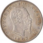1205D 20 centesimi 1863 Valore su due rami di alloro 2° tipo Milano Argento