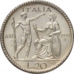 1352R 20 lire 1933 XI Giovane e Italia genitrice 1° tipo Roma Argento