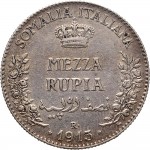 1711R Mezza rupia 1913 Valore Roma Argento