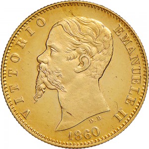 1093D 20 lire 1860 Valore entro semicorona di alloro Bologna Oro