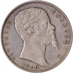 1096D 5 lire 1860 Scudo sannitico Bologna Argento