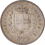 1100R 50 centesimi 1859 Scudo sannitico Bologna Argento