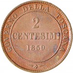 1114R 2 Centesimi 1859 Valore entro cerchio perlinato Birmingham Rame