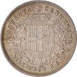 1110R 50 centesimi 1860 Scudo sannitico 1° tipo Firenze Argento